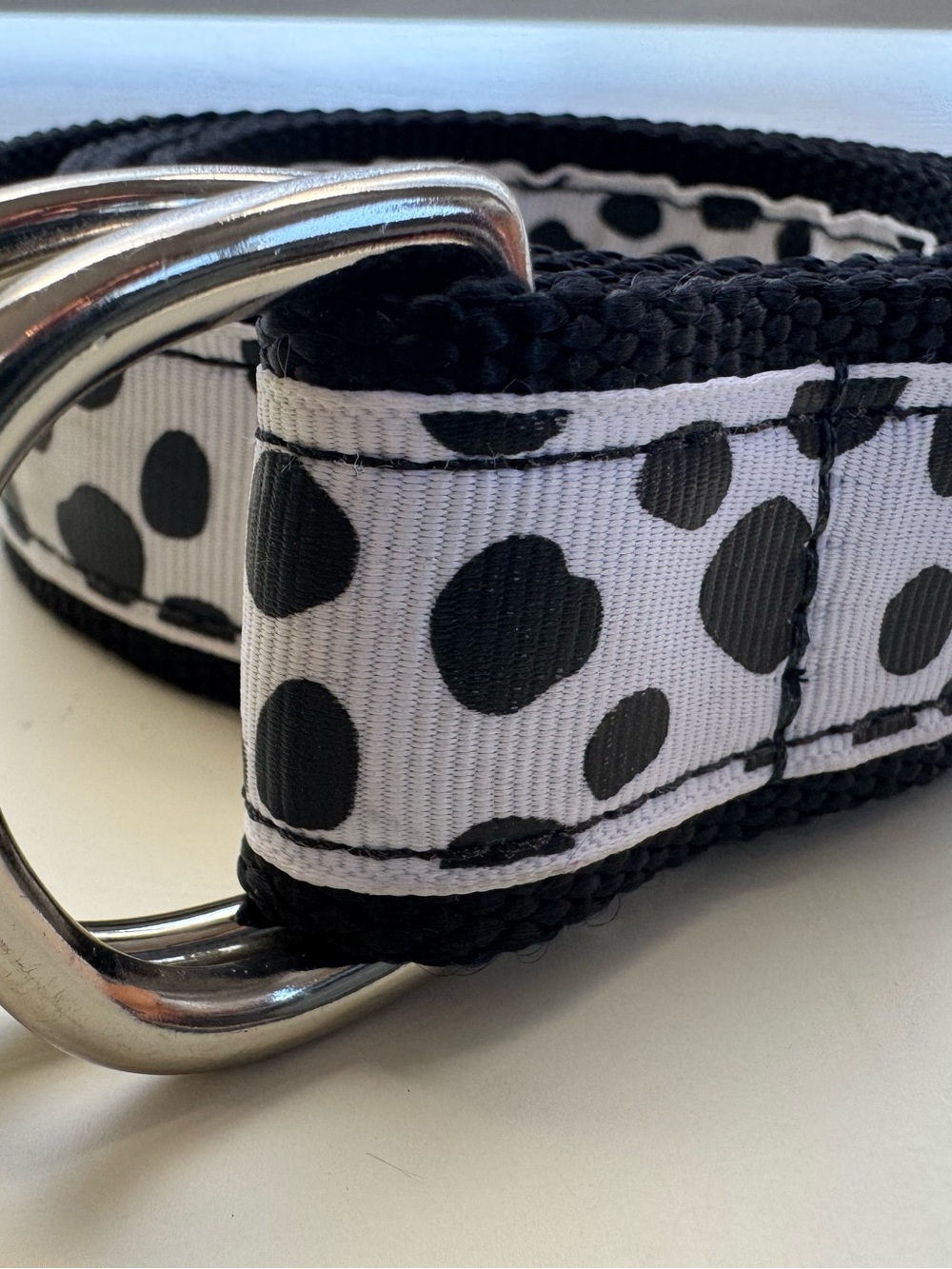 Eliza B Leather Man Ltd Dalmatian Print Ribbon D-Ring Belt Size 36 Essex CT